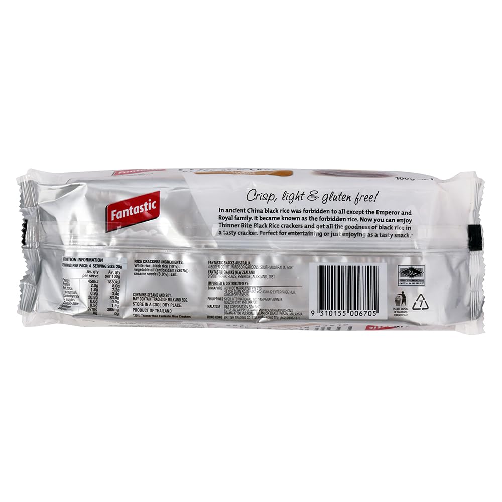 FANTASTIC BLCK RICE CRACKER SESAME 100 GM - SuperMarcheStore