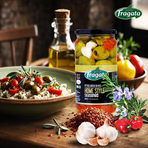FRAGATA PITTED GREEN OLIVES HOME STYLE SEASONED - SuperMarcheStore