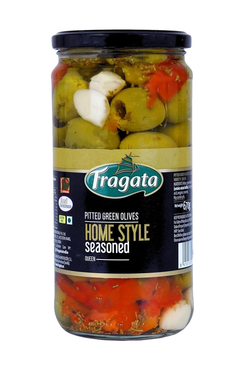 FRAGATA PITTED GREEN OLIVES HOME STYLE SEASONED - SuperMarcheStore