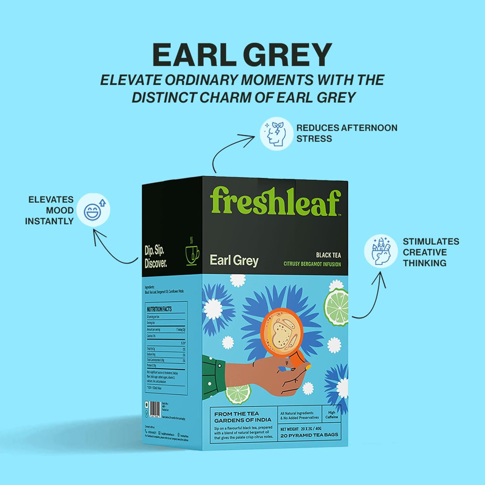 FRESH LEAF EARL GREY TEA BAGS 40 GM 20BAGS - SuperMarcheStore