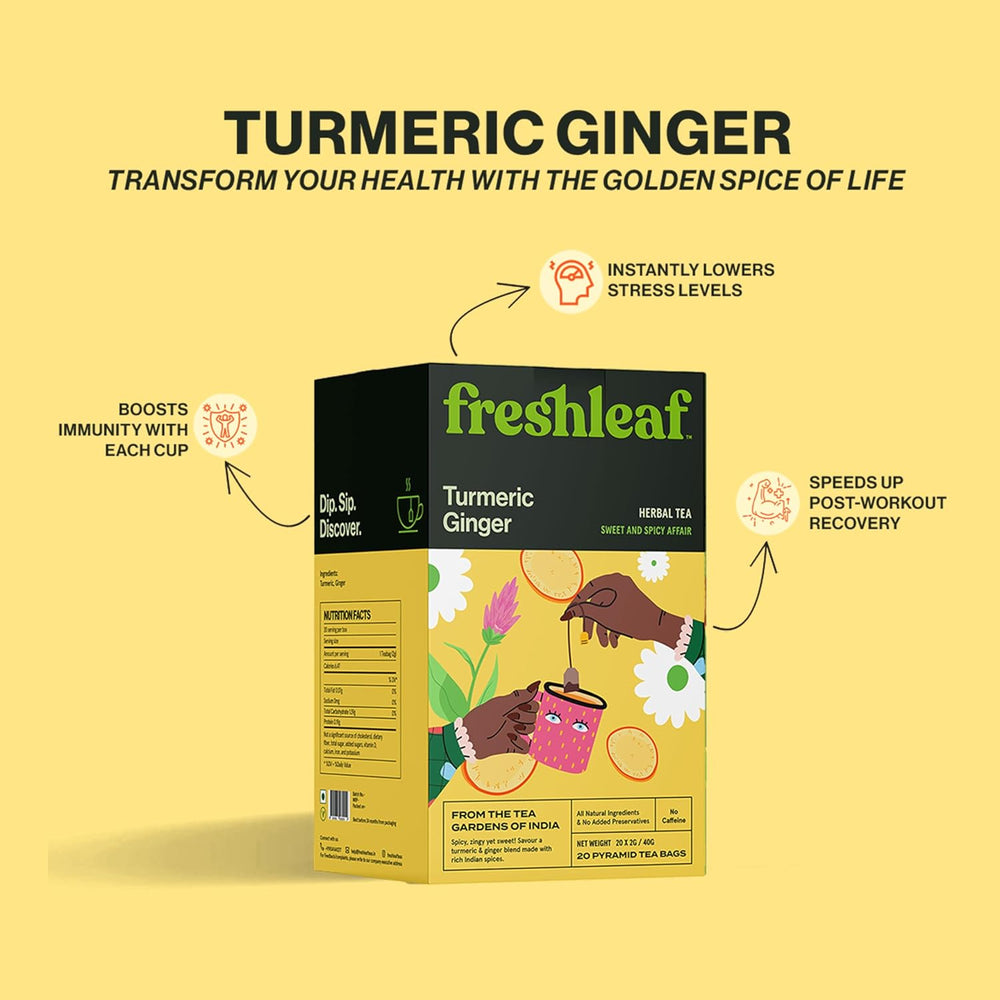 FRESH LEAF TURMERIC GINGER TEA 40 GM 20 BAGS - SuperMarcheStore