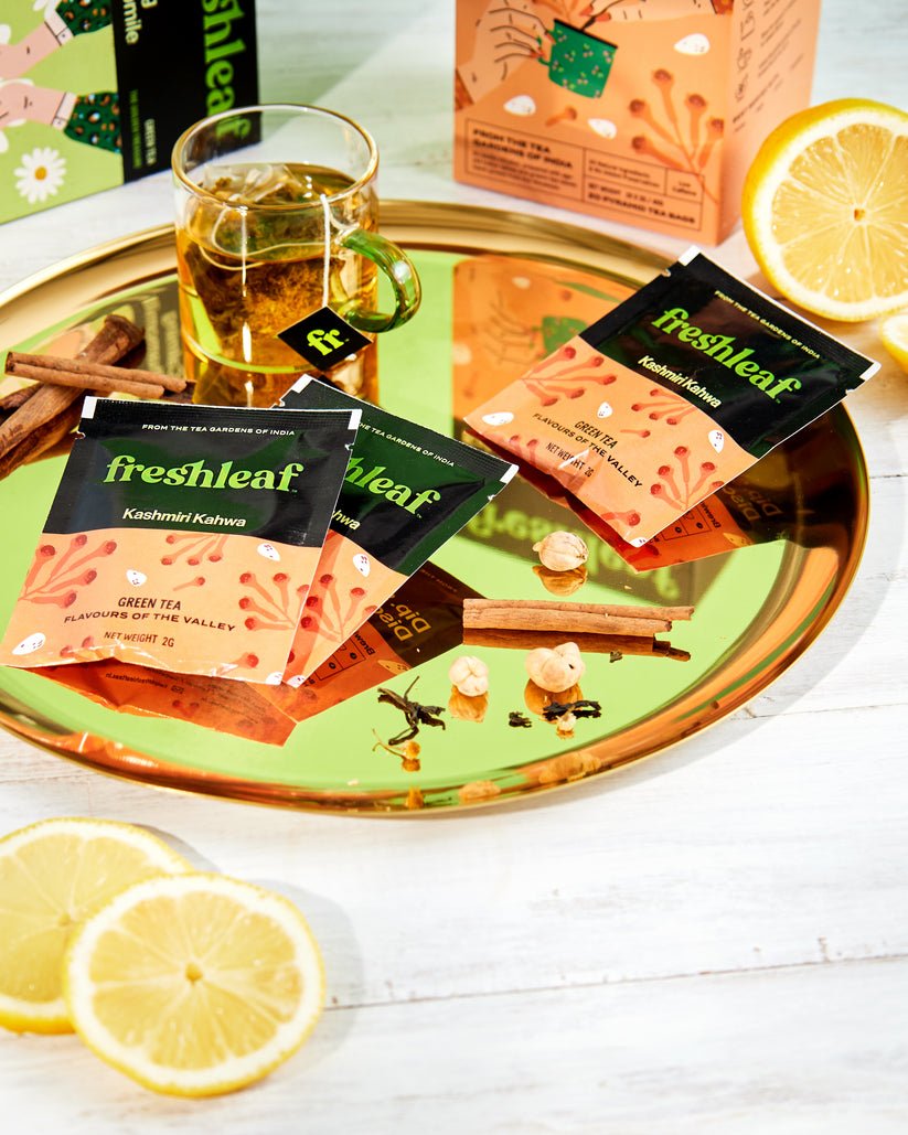 FRESHLEAF KASHMIRI KAHWA GREEN TEA 20 BAGS 40 GM - SuperMarcheStore