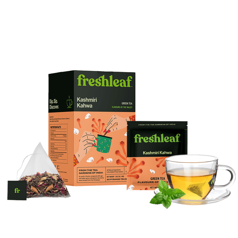 FRESHLEAF KASHMIRI KAHWA GREEN TEA 20 BAGS 40 GM - SuperMarcheStore