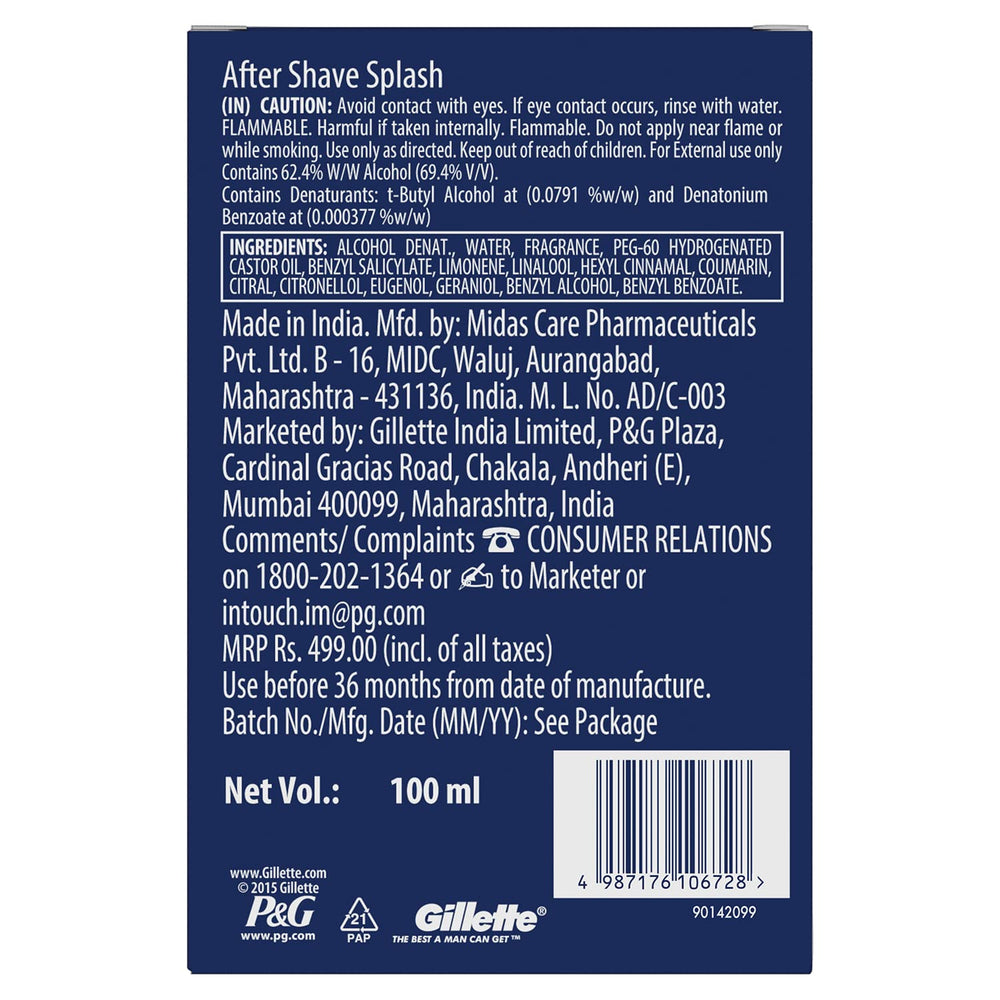 GILLETTE REFRESHING BREEZE AFTER SHAVE SPLASH 100 ML - SuperMarcheStore