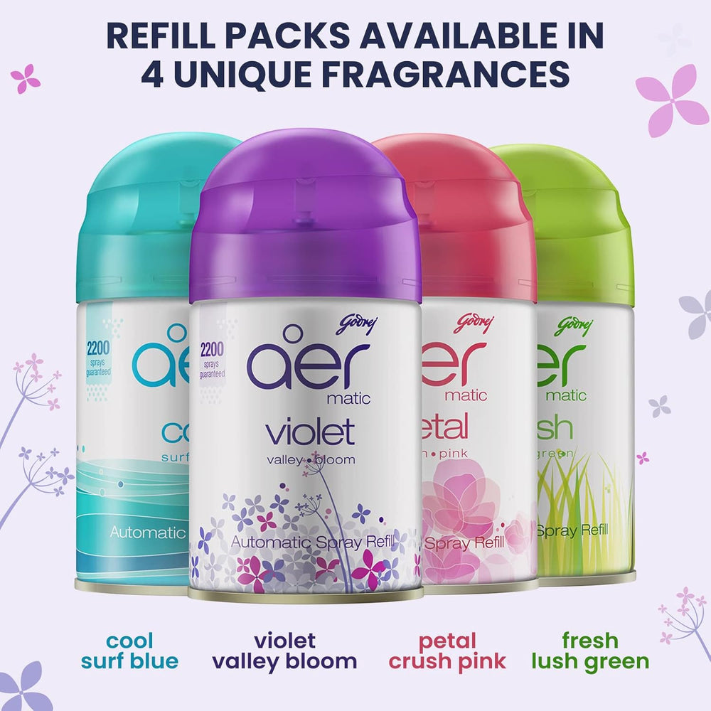 GODREJ AER MATIC VIOLET VALLEY BLOOM SPRAY REFILL PACK 225 ML - SuperMarcheStore