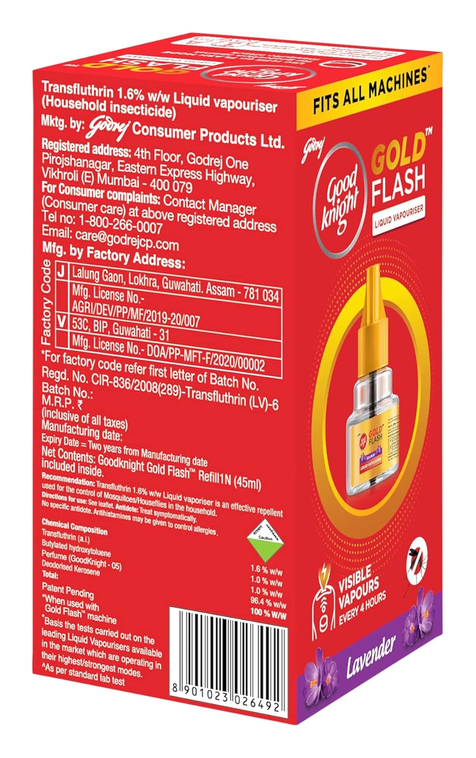 GODREJ GOOD NIGHT GOLD FLASH LQD VAPOURUSER LAVENDER 45 ML - SuperMarcheStore