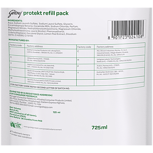 GODREJ PROTEKT GERM FIGHT HANDWASH LIME & EUCALYPTUS 725 ML - SuperMarcheStore