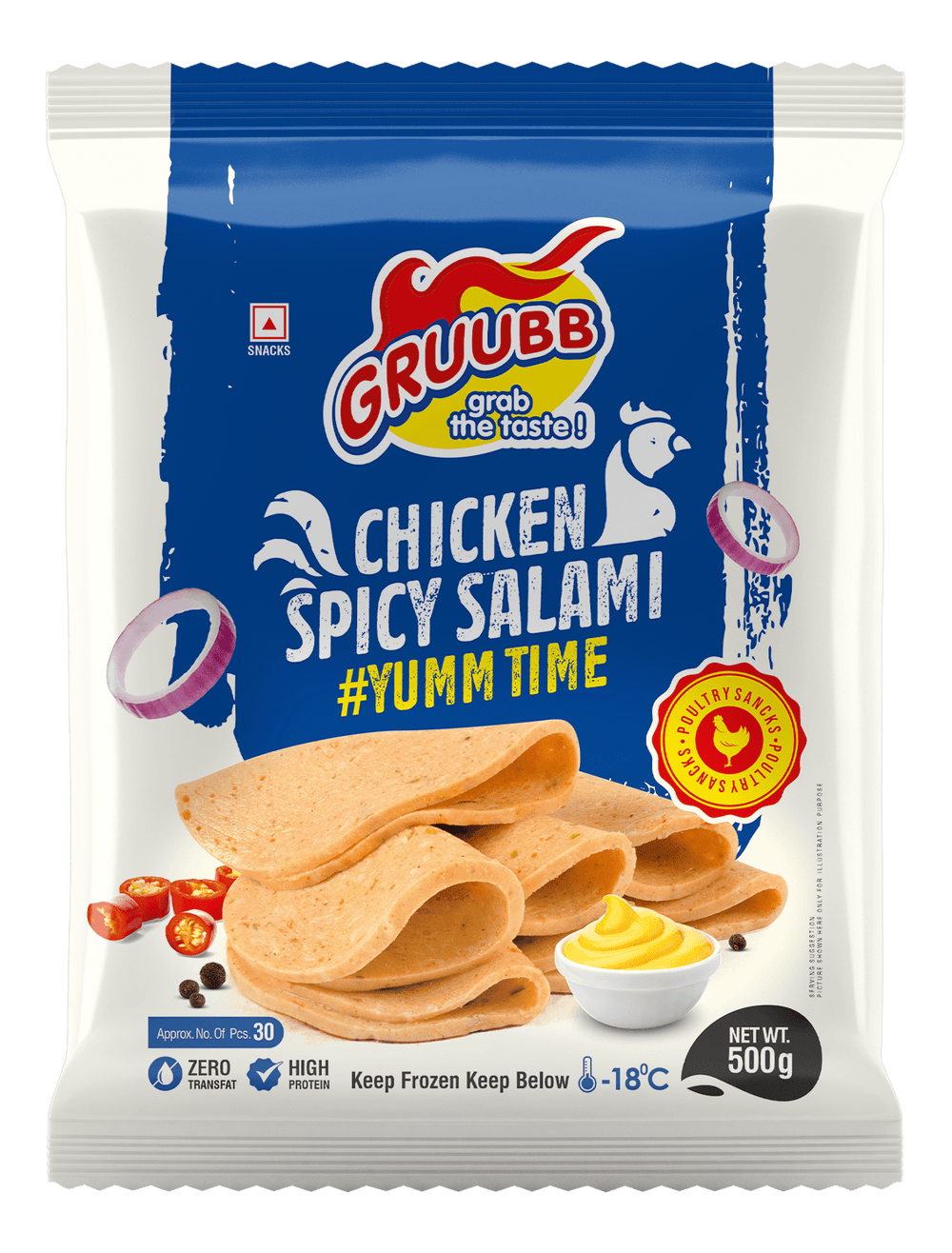 GRUUBB CHICKEN SPICY SALAMI 500G - SuperMarcheStore