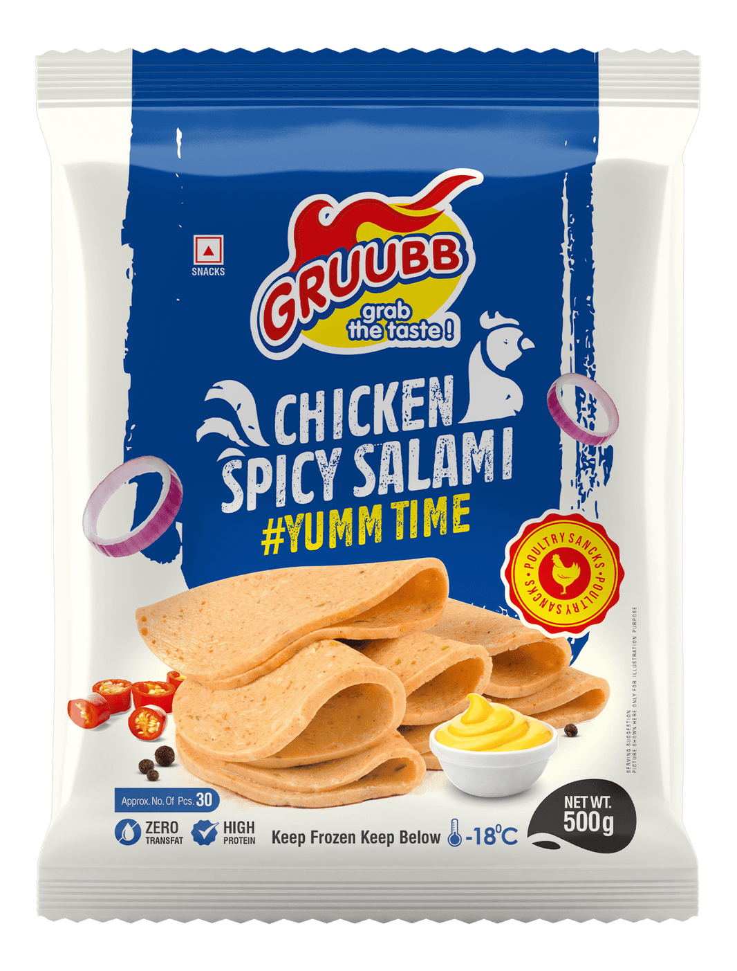 GRUUBB CHICKEN SPICY SALAMI 500G - SuperMarcheStore