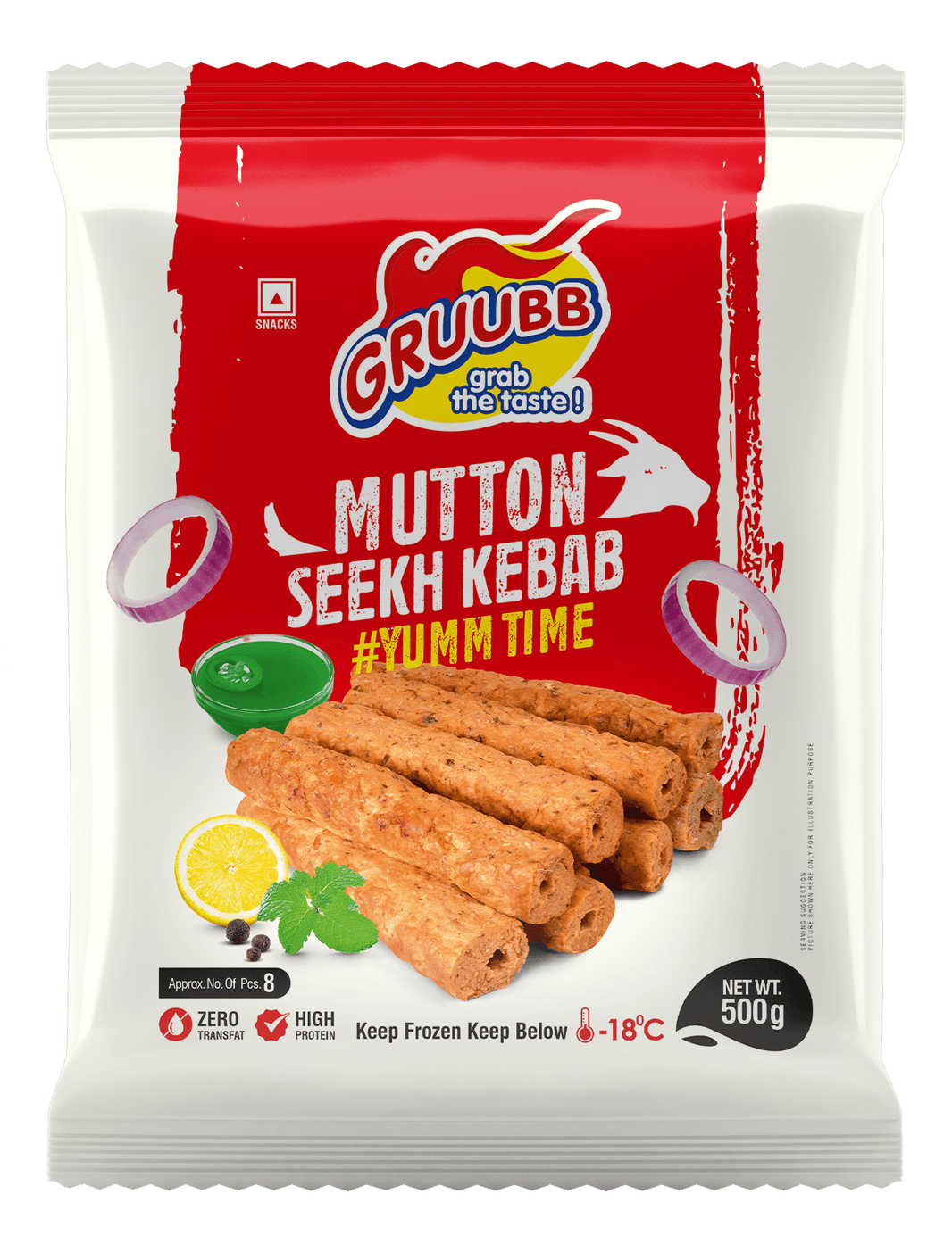 GRUUBB MUTTON SEEKH KABAB 500 GM - SuperMarcheStore