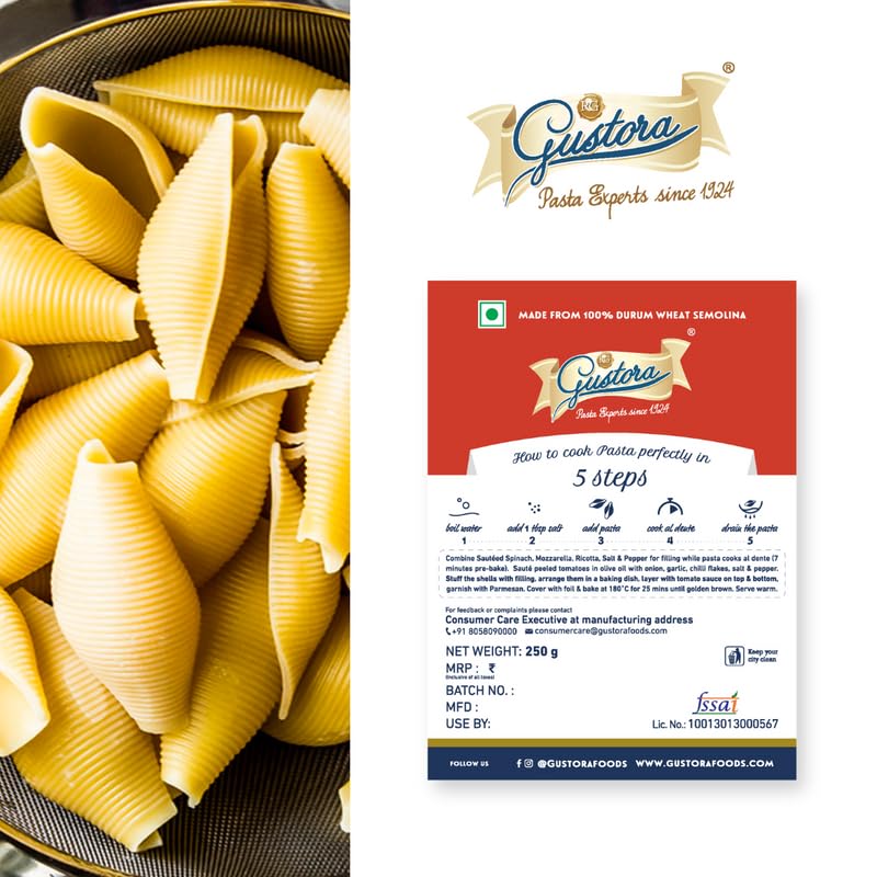 GUSTORA CONCHIGLIONI PASTA 250 GM - SuperMarcheStore