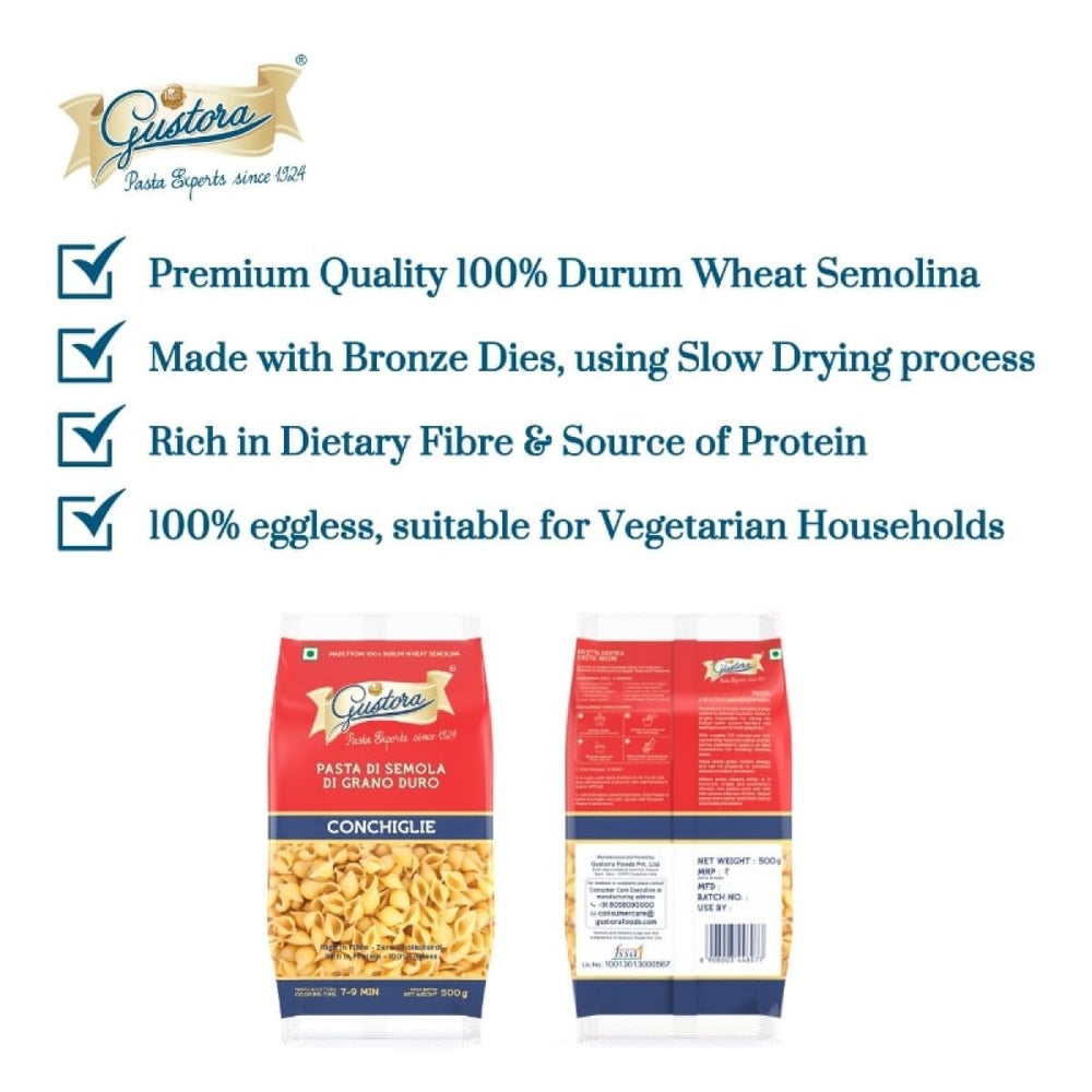 GUSTORA PASTA CONCHIGLIE 500 GM - SuperMarcheStore