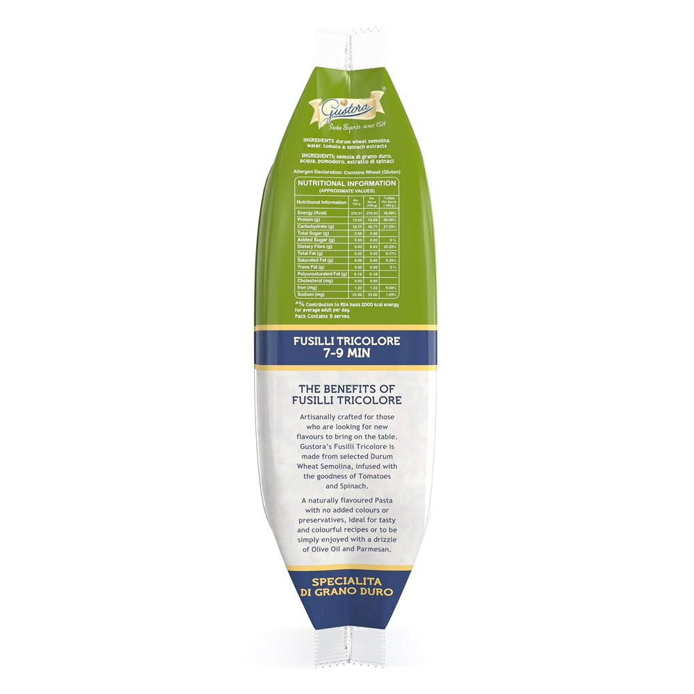 GUSTORA PASTA HEALTHY TRIO FUSILLI 500 GM - SuperMarcheStore