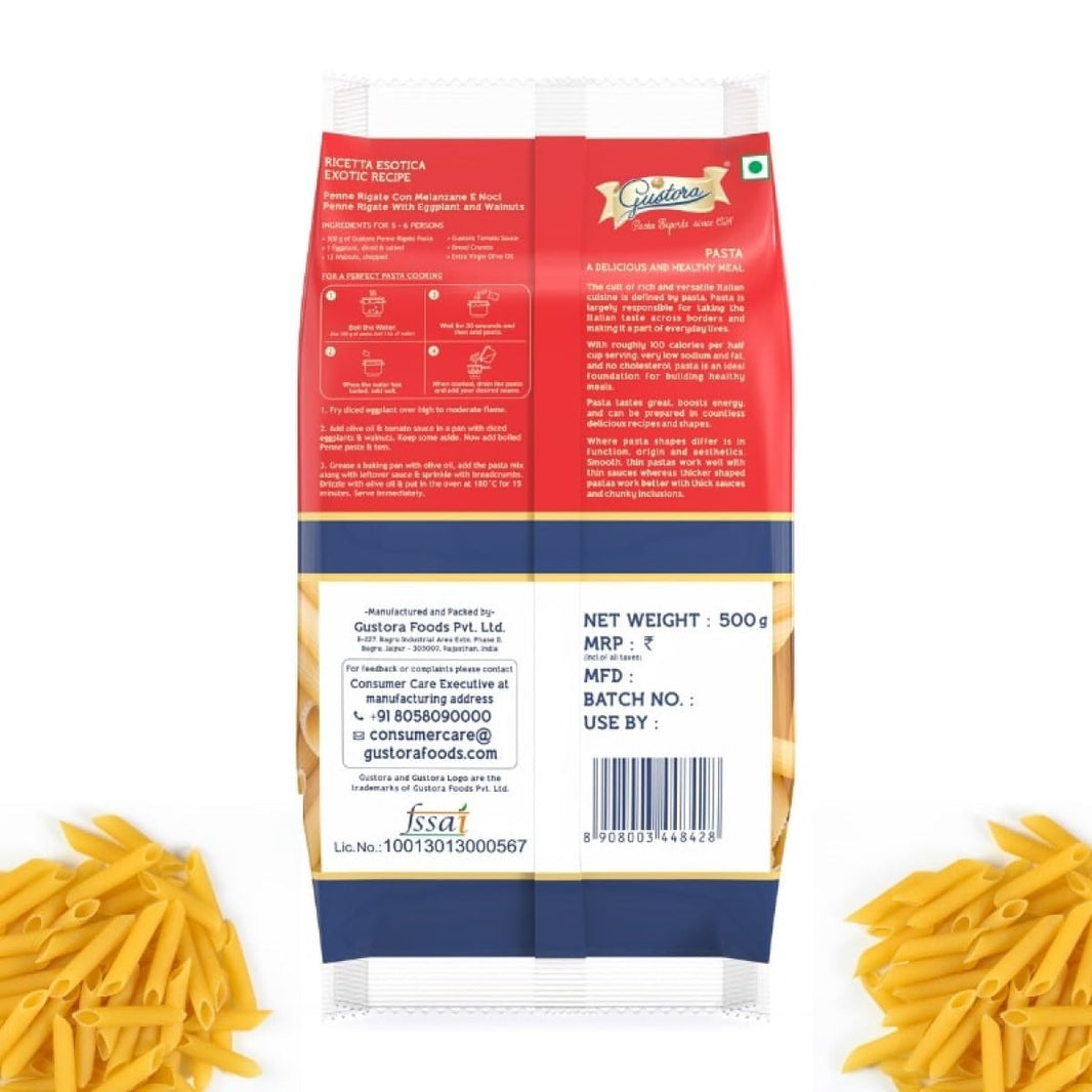 GUSTORA PASTA PENNE RIGATE 500 GM - SuperMarcheStore