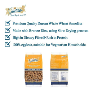 GUSTORA WHOLE WHEAT PASTA FUSILLI 500 GM - SuperMarcheStore