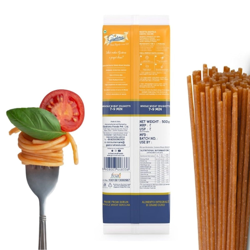 GUSTORA WHOLE WHEAT SPAGHETTI 500 GM - SuperMarcheStore