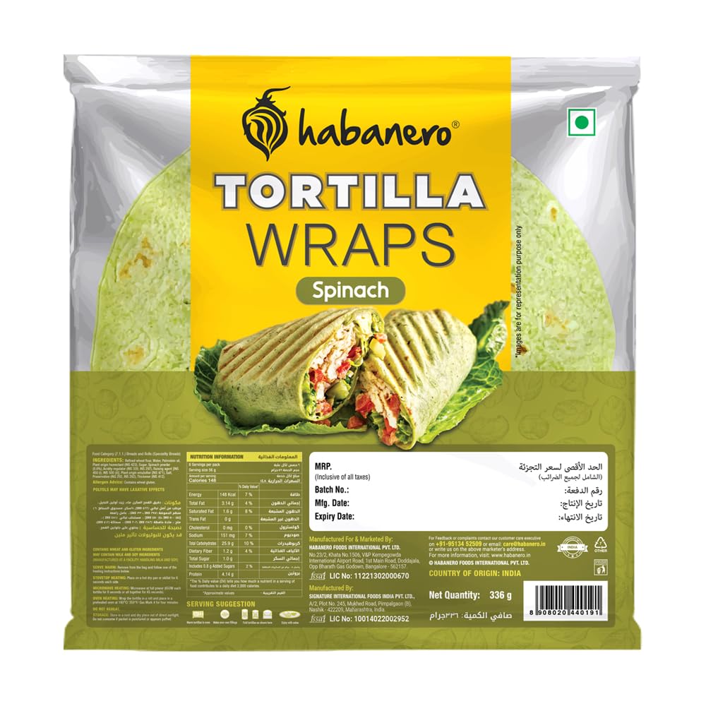HABANERO TORTILLA WRAPS SPINACH - SuperMarcheStore