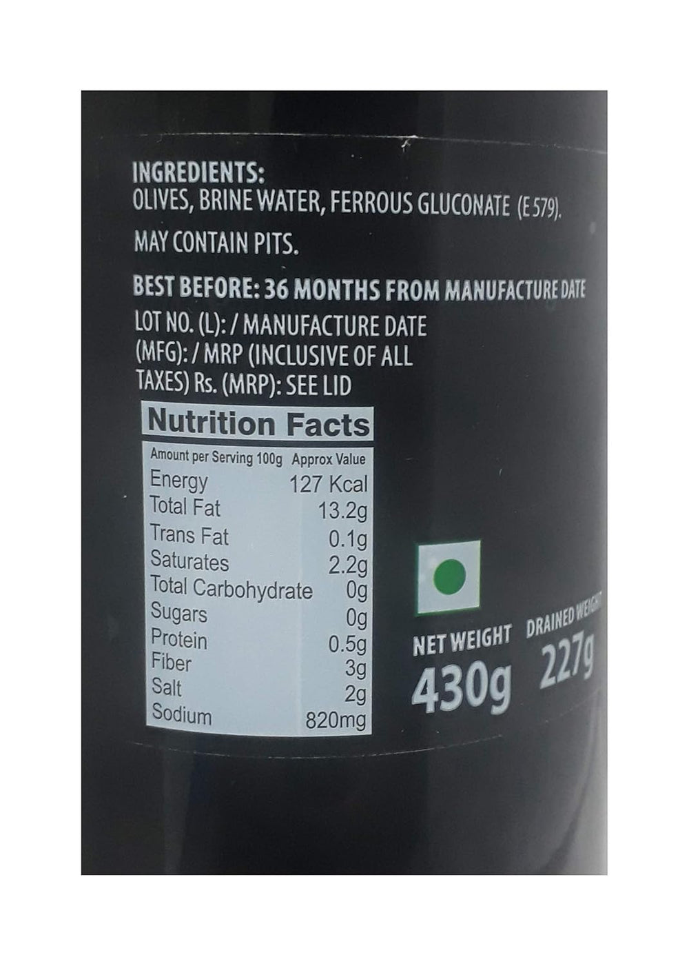 HABIT BLACK OLIVES PITTED 430 GM - SuperMarcheStore