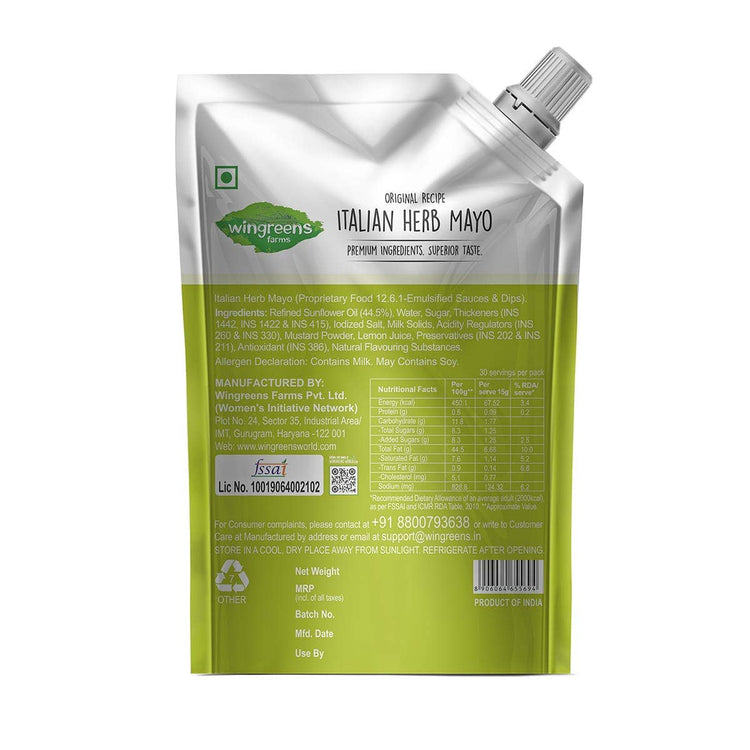 WINGREENS ITALIAN HERB MAYO 450GM