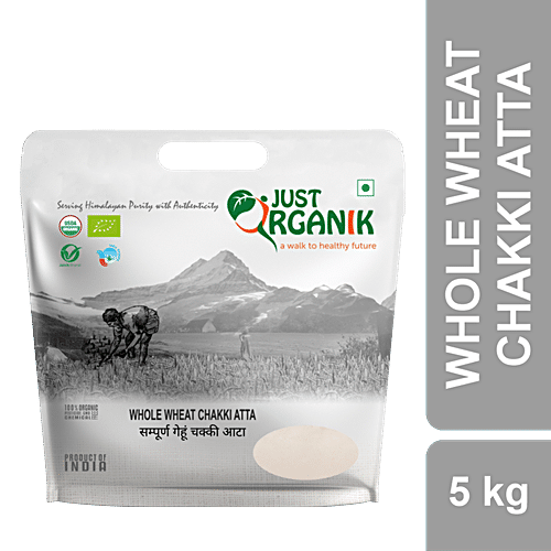 JUST ORGANIK WHOLE WHEAT CHAKKI FLOUR 5KG - SuperMarcheStore