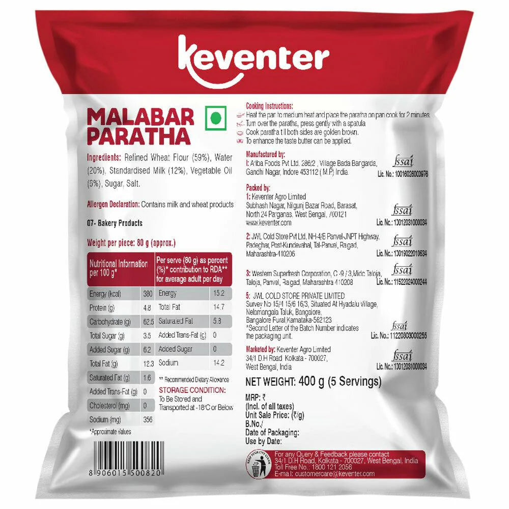 KEVENTER MALABAR PARATHA 400GM