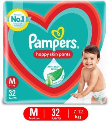 PAMPERS HAPPY SKIN PANTS MEDIUM 7-12 KG 32N