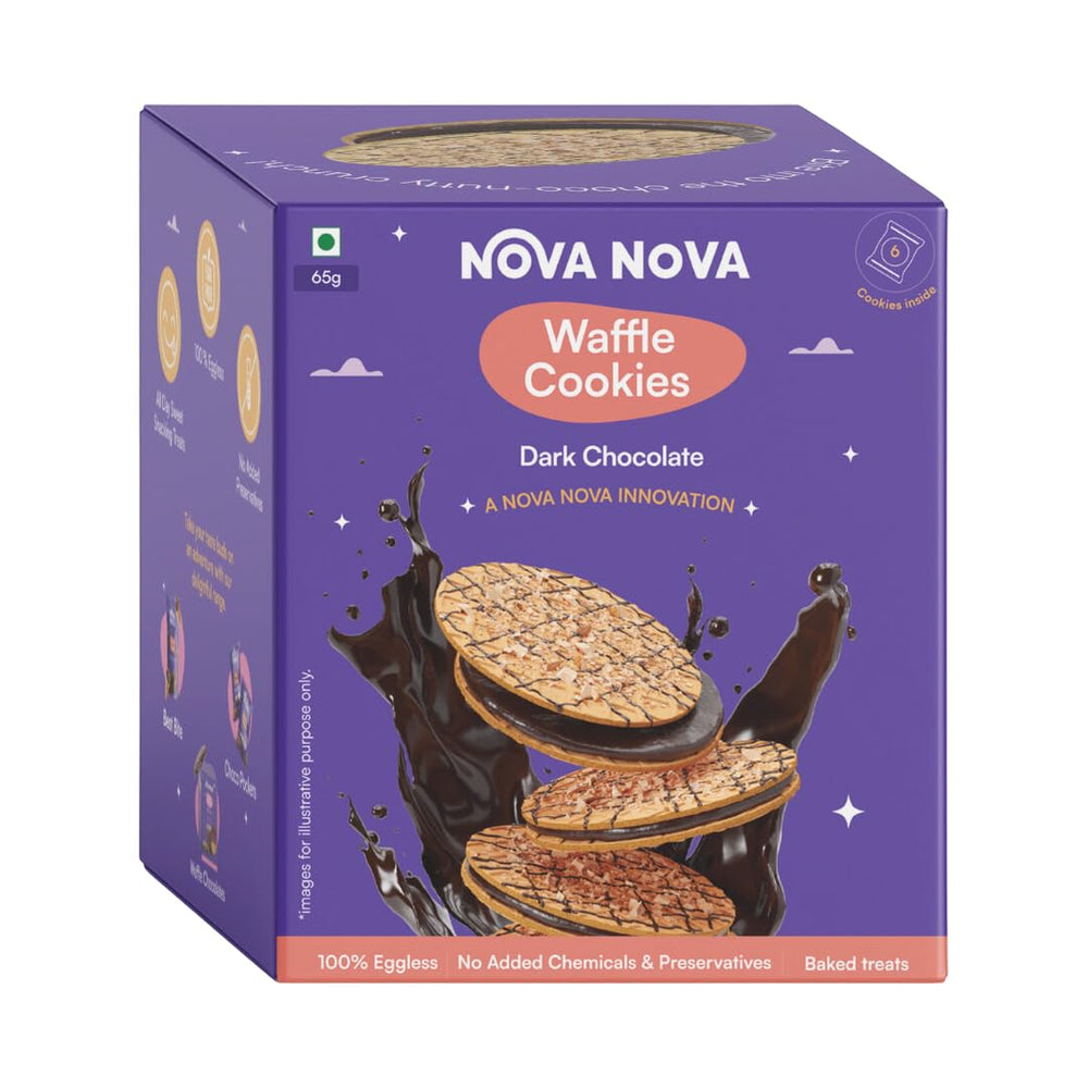 NOVA NOVA WAFFLE COOKIES DARK CHOCOLATE 65 GM - SuperMarcheStore