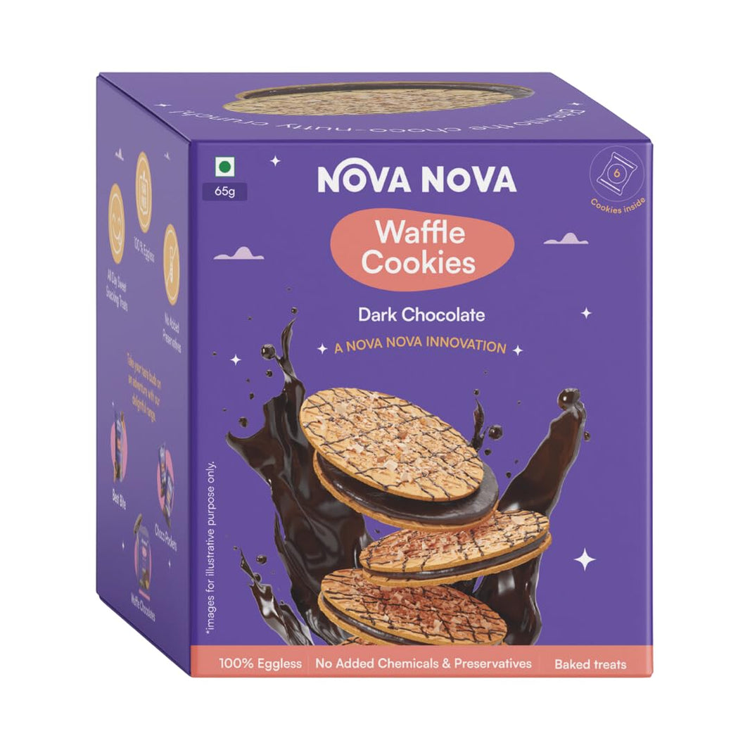 NOVA NOVA WAFFLE COOKIES DARK CHOCOLATE 65 GM - SuperMarcheStore