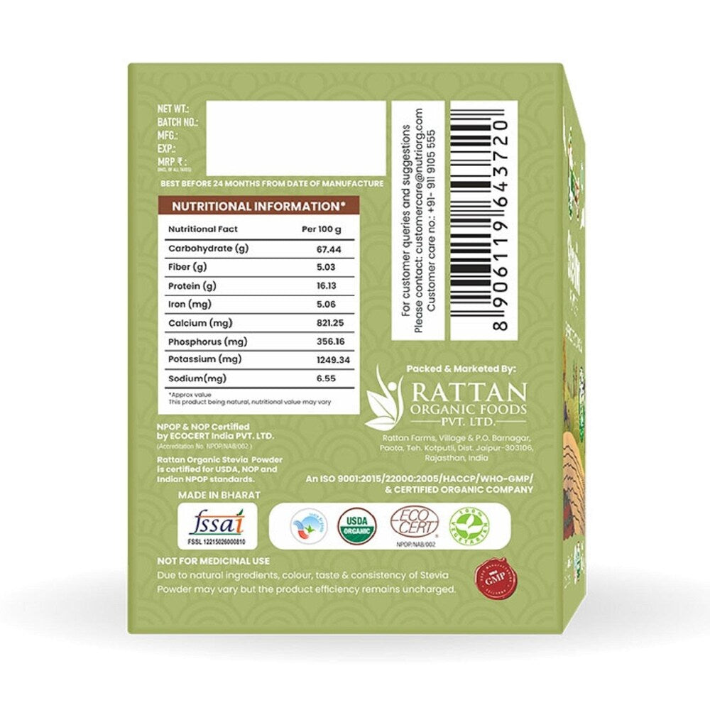 NUTRI ORG STEVIA POWDER 150 GM