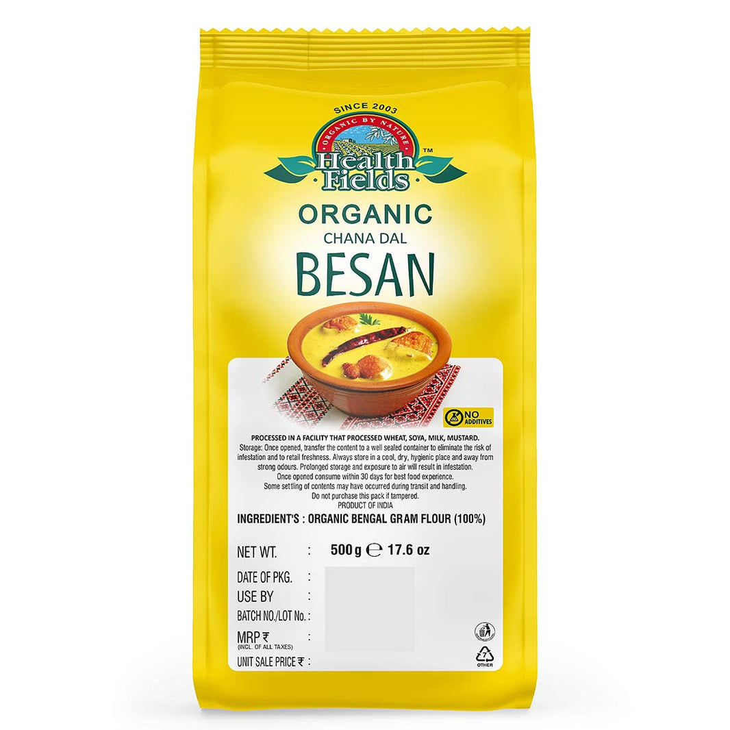 HEALTH FIELDS ORGANIC CHANA DAL BESAN 500 GM