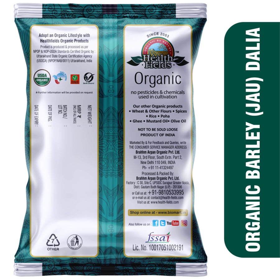 HEALTH FIELDS ORGANIC BARLEY (JAU) DALIA 500GM