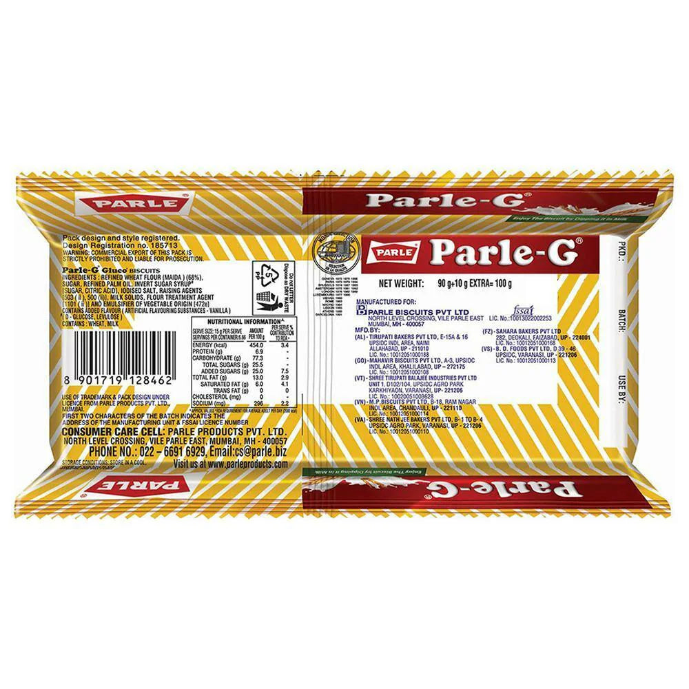 PARLE-G  ORIGINAL GLUCOSE BISCUITS 90+10 GM