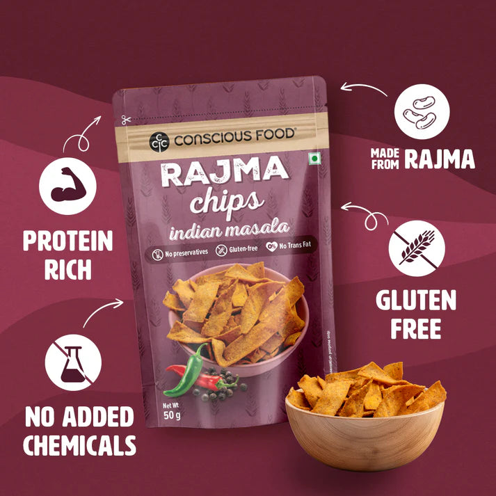 CONSCIOUS FOOD RAJMA INDIAN MASALA CHIPS 50 GM