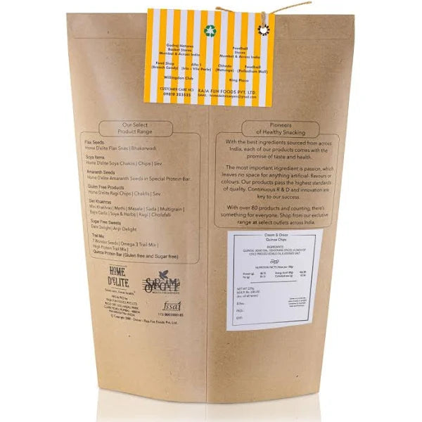 HOME DELITE CREAM & ONION QUINOA CHIPS 110G