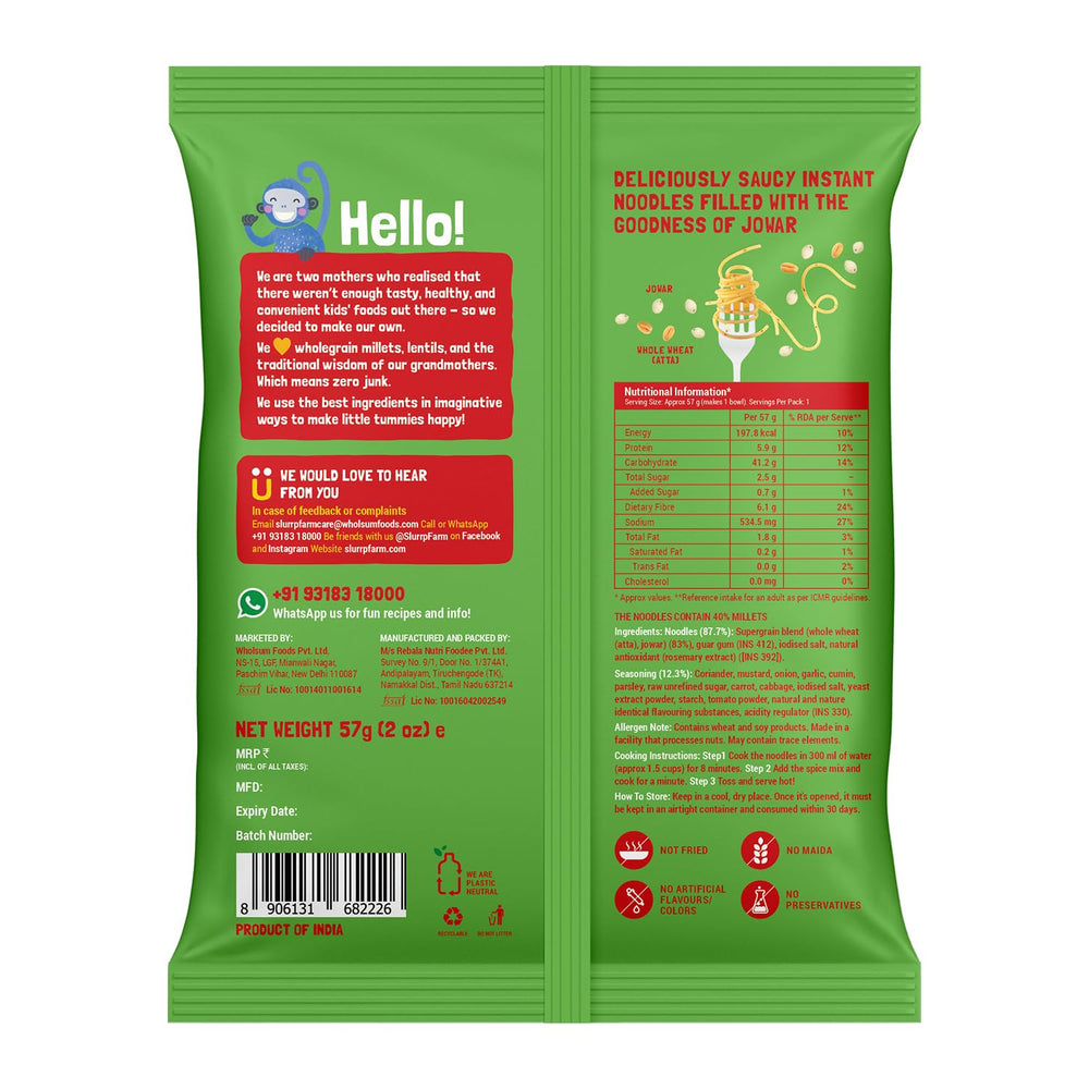 SLURRP FARM MILLET NOODLES YUMMY MASALA - SuperMarcheStore