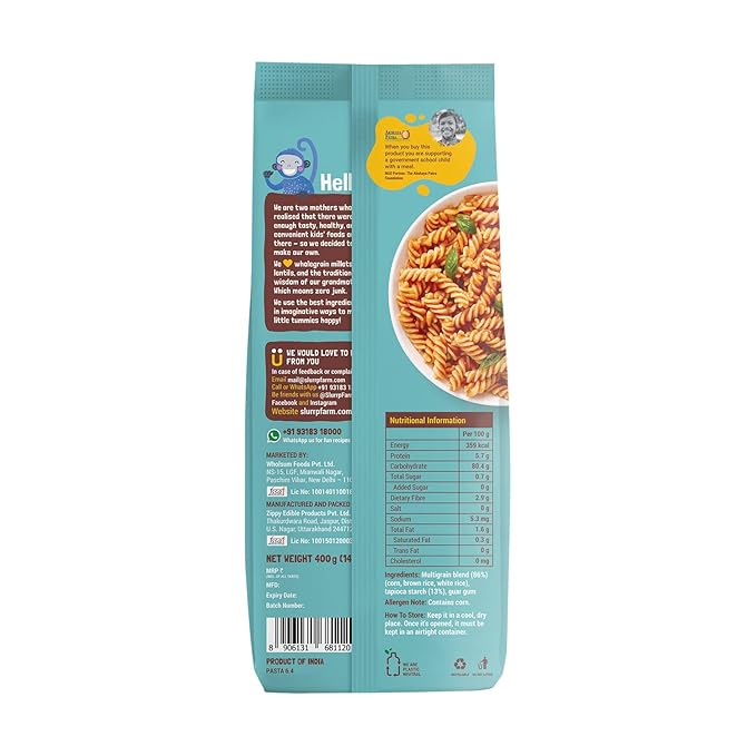 SLURRP FARM PASTA MULTIGRAIN FUSILLI 400 GM - SuperMarcheStore