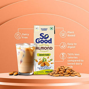 SO GOOD ALMOND UNSWEETENED 200ML - SuperMarcheStore