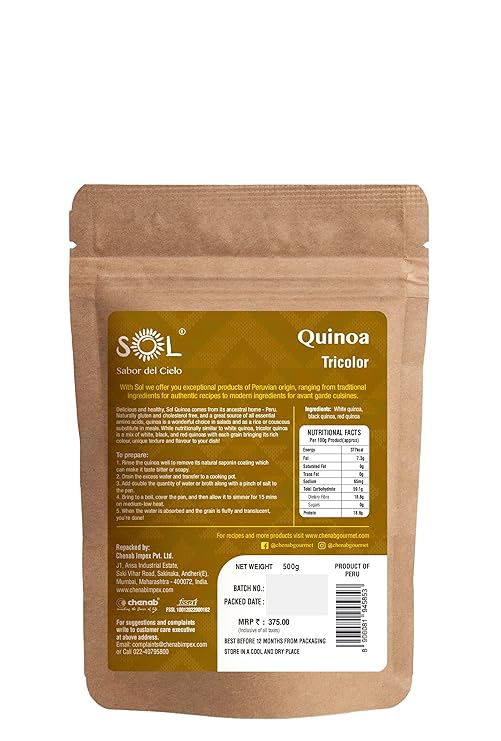 SOL TRICOLOUR QUINOA 500 GM - SuperMarcheStore