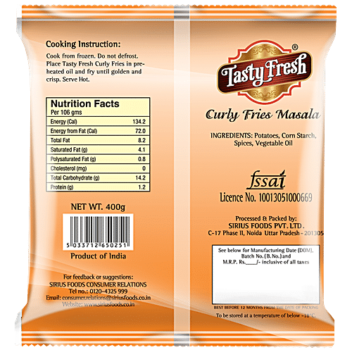 TASTY FRESH CURLY FRIES MASALA - SuperMarcheStore