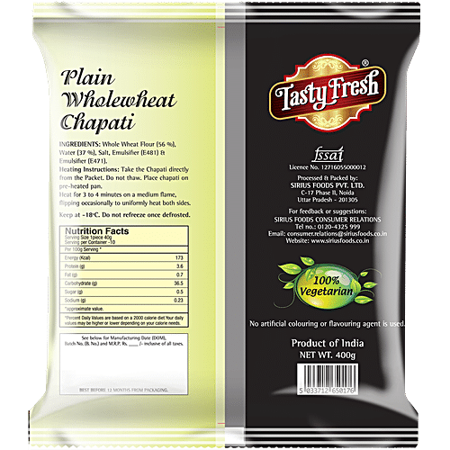 TASTY FRESH PLAIN WHOLEWHEAT CHAPATI - SuperMarcheStore