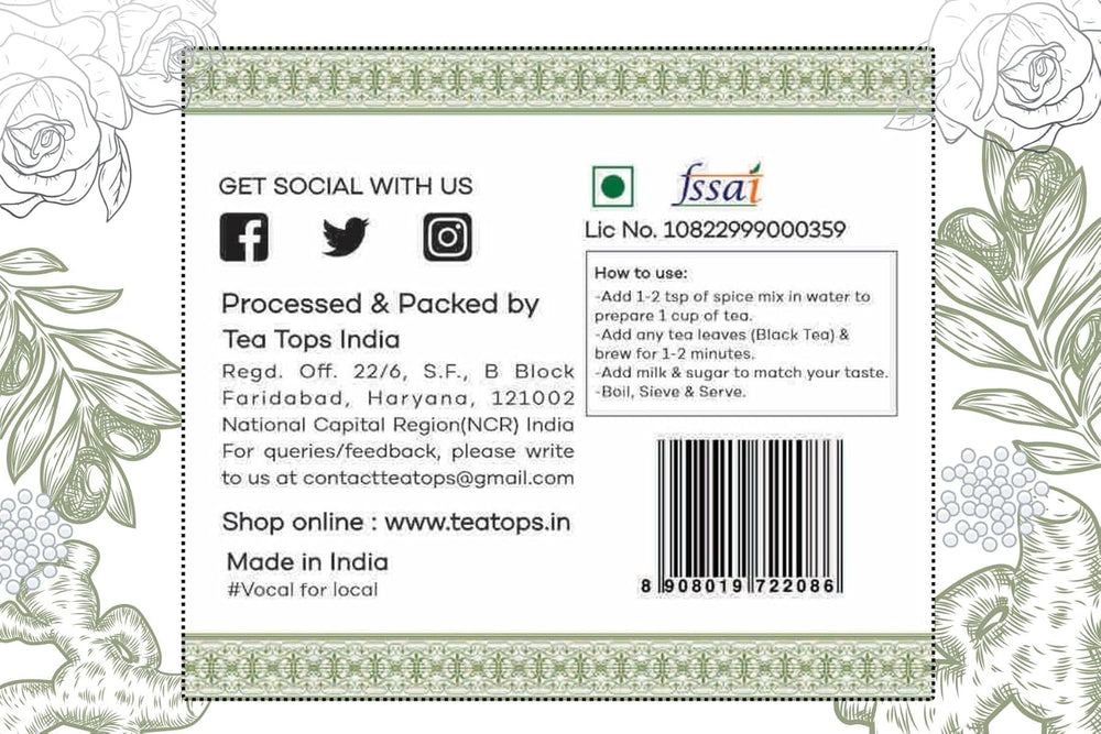 TEA TOPS INDIA CHAI MASALA ELAICHI BLEND 75 GM - SuperMarcheStore
