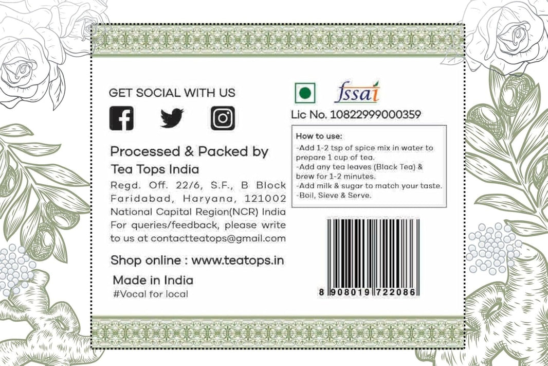 TEA TOPS INDIA CHAI MASALA ELAICHI BLEND 75 GM - SuperMarcheStore