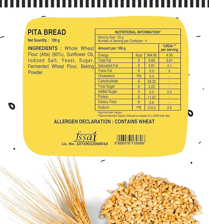 THE BREAD CRAFT PITA BREAD PACK OF 4 210 GM - SuperMarcheStore