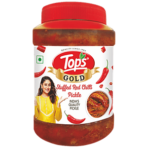 TOPS GOLD STUFFED RED CHILLI PICKLE 900 GM - SuperMarcheStore