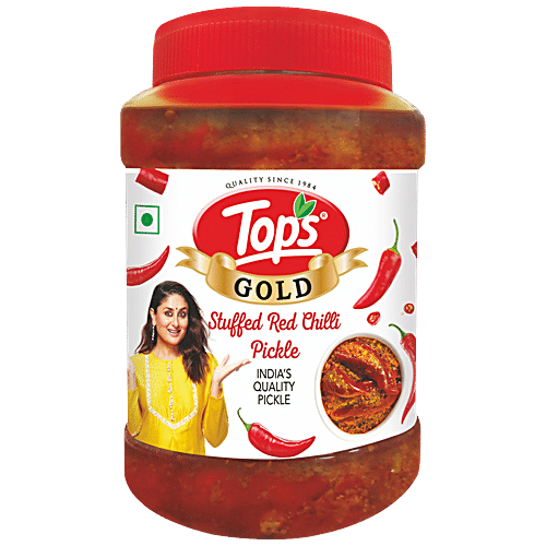 TOPS GOLD STUFFED RED CHILLI PICKLE 900 GM - SuperMarcheStore