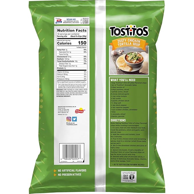 TOSTITOS HINT LIME 283GM - SuperMarcheStore