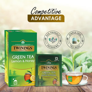 TWININGS GREEN TEA LEMON&HONEY BX 25P - SuperMarcheStore