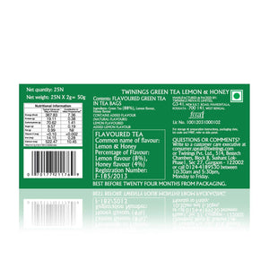 TWININGS GREEN TEA LEMON&HONEY BX 25P - SuperMarcheStore