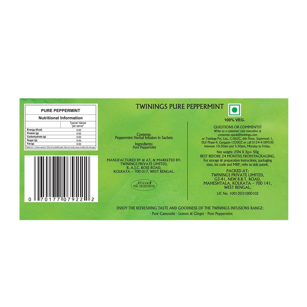 TWINNING PURE PEPPERMINT 25 BAGS - SuperMarcheStore