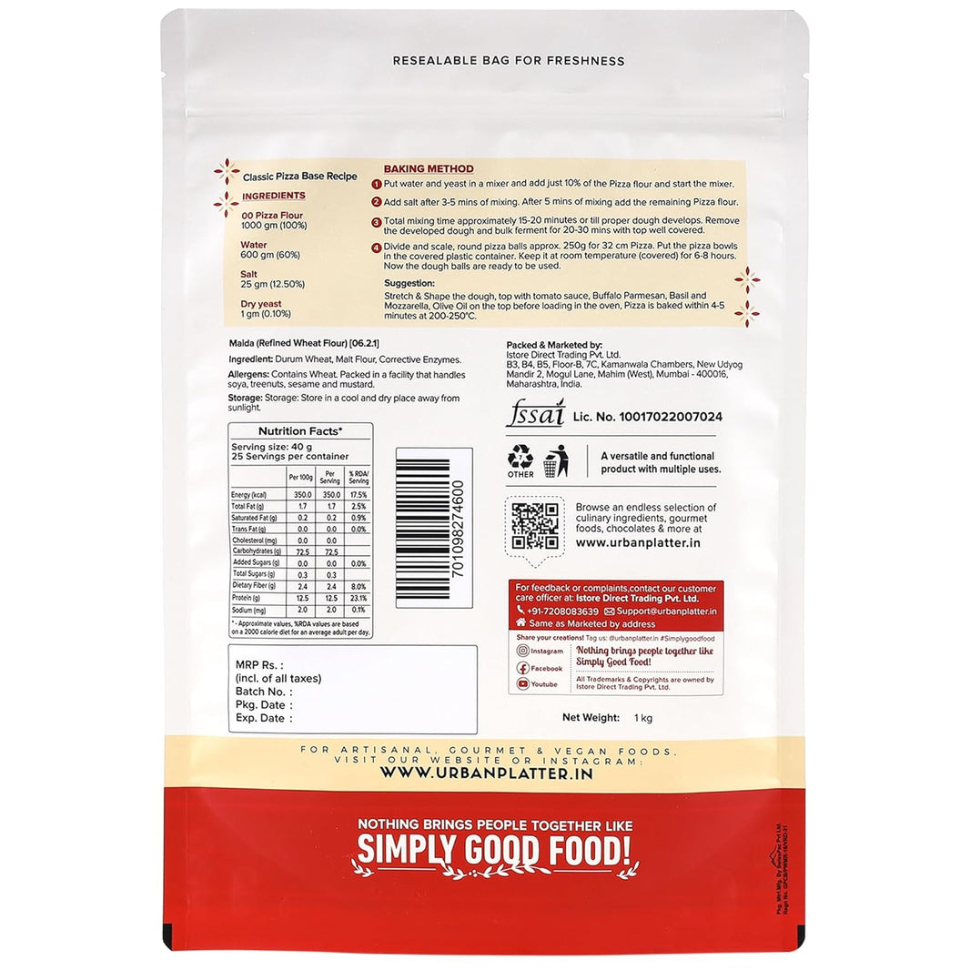 URBAN PLATTER ITALIAN STYLE `00` PIZZA FLOUR 1KG - SuperMarcheStore